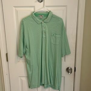 Men’s XXL Peter Millar Green & White Striped Golf Polo